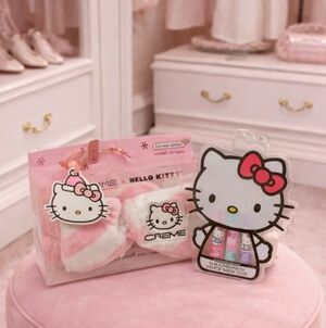 NWT The Creme Shop X Hello Kitty Plush Spa Headband Plus 3 Flavoured Lip Balms